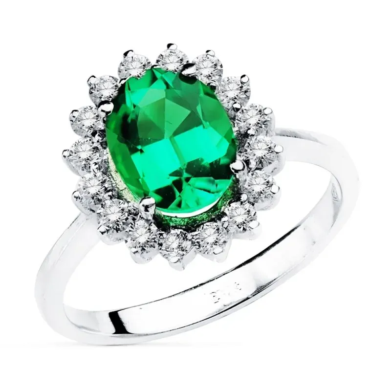 Sortija oro blanco 18k esmeralda 1.74ct. brillantes 0.56ct. [AB8845]