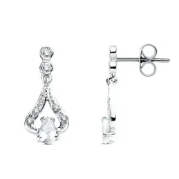 Pendientes oro blanco 18k 18mm. circonitas lágrima [AB8850]