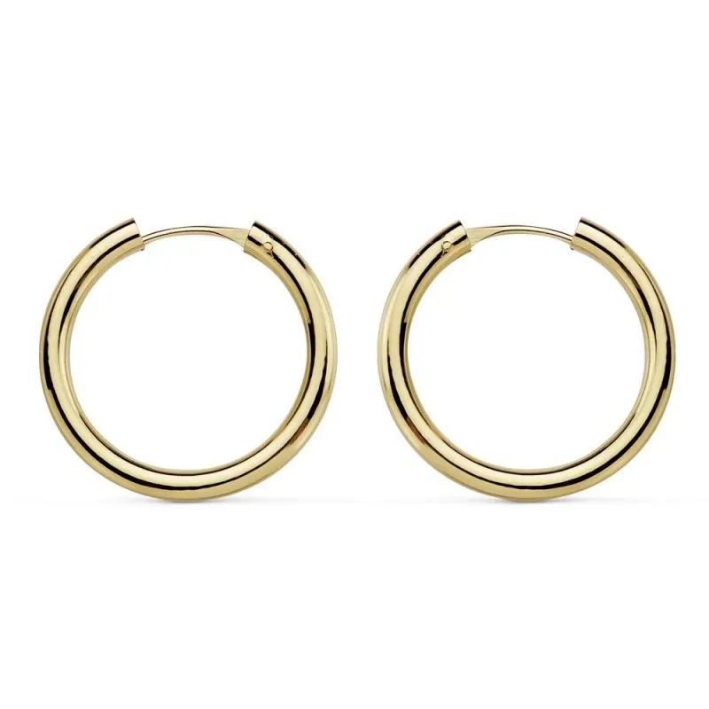 Pendientes oro 18k aros 18mm. redondos lisos ligeros [AB8852]