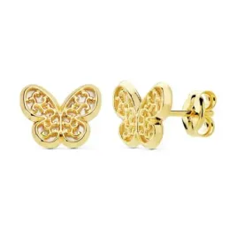 Pendientes oro 18k mariposa 9mm. nácar motivos [AB8861]