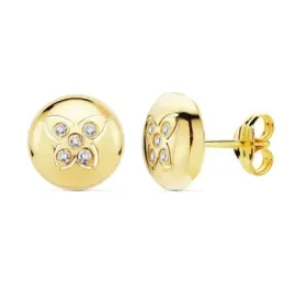 Pendientes oro 18k redondos 8.5mm. mariposa circonitas [AB8866]