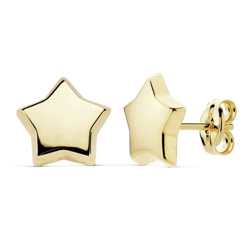 Pendientes oro 18k estrella 10mm. lisa [AB8869]