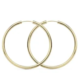Pendientes oro 18k aros 35mm. redondos lisos ligeros [AB8887]