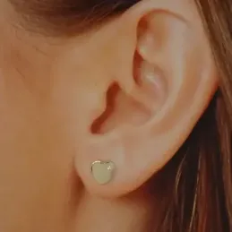 Pendientes oro 18k corazón 8mm. lisos circonita [AB8893]