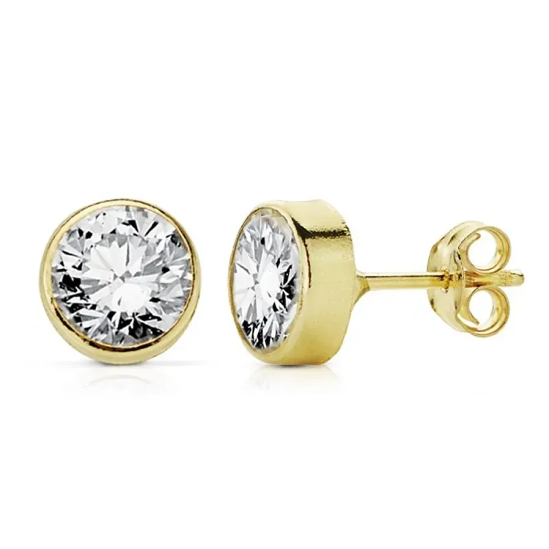 Pendientes oro 18k niña 6mm. circonita redondos [AB8898]