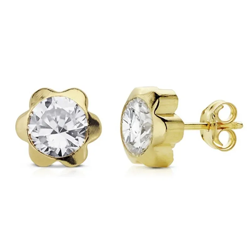 Pendientes oro 18k margarita 7mm. circonita centro [AB8899]