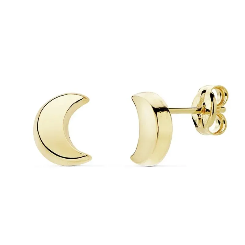 Pendientes oro 18k media luna 6.5mm. lisa [AB8921]