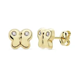 Pendientes oro 18k mariposa 7.5mm. circonitas alas [AB8922]