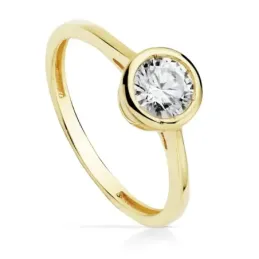 Solitario oro 18k liso circonita redonda 5.5mm. cabeza 7.5mm [AB8930]