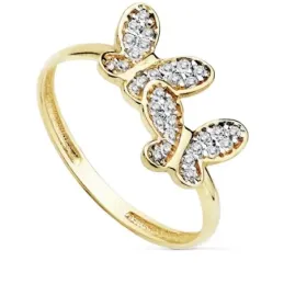 Sortija oro 18k bicolor mariposas circonitas [AB8935]