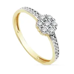 Sortija oro 18k bicolor cuajo 6mm. circonitas [AB8936]