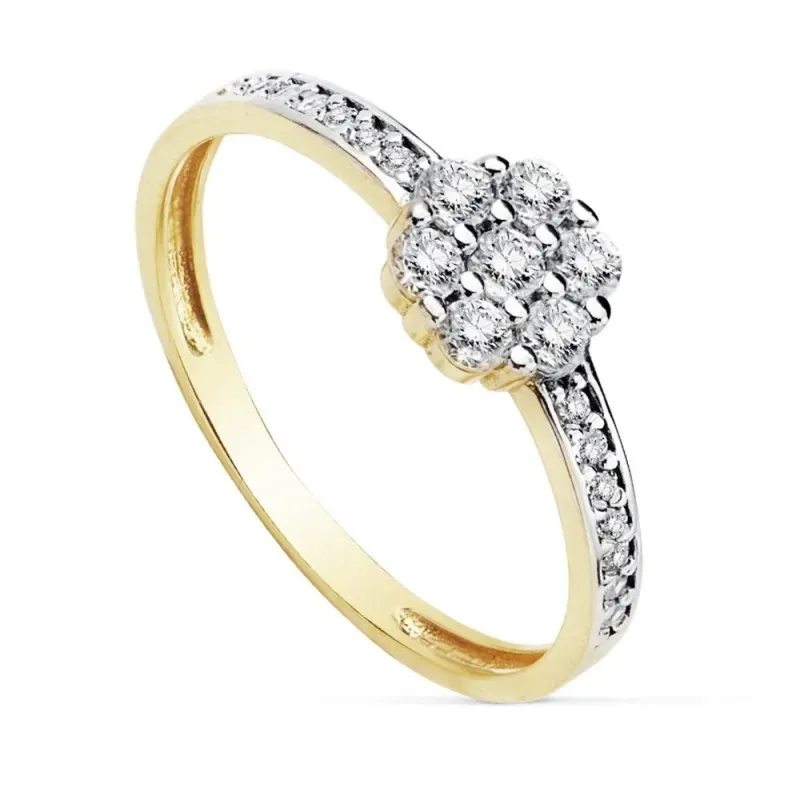 Sortija oro 18k bicolor cuajo 6mm. circonitas [AB8936]