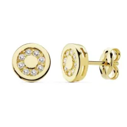 Pendientes oro 18k circonitas motivo 7mm. círculo [AB8959]