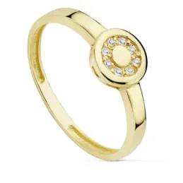 Sortija oro 18k circonitas motivo 6.5mm. círculo [AB8960]