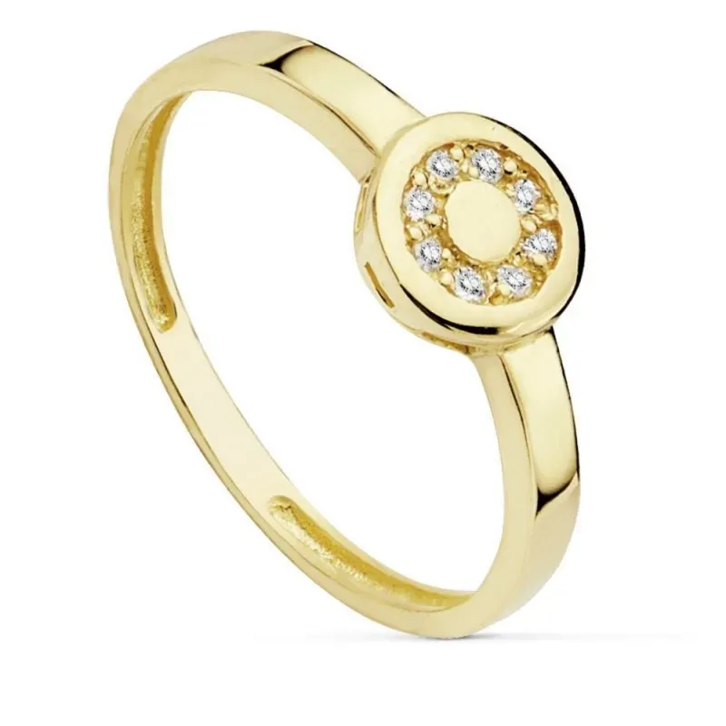 Sortija oro 18k circonitas motivo 6.5mm. círculo [AB8960]