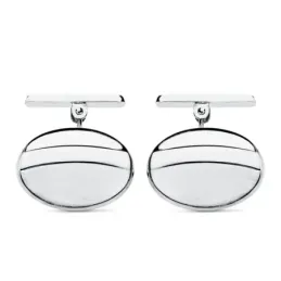 Gemelos oro blanco 18k ovales 18mm. brillo mate [AB8998]