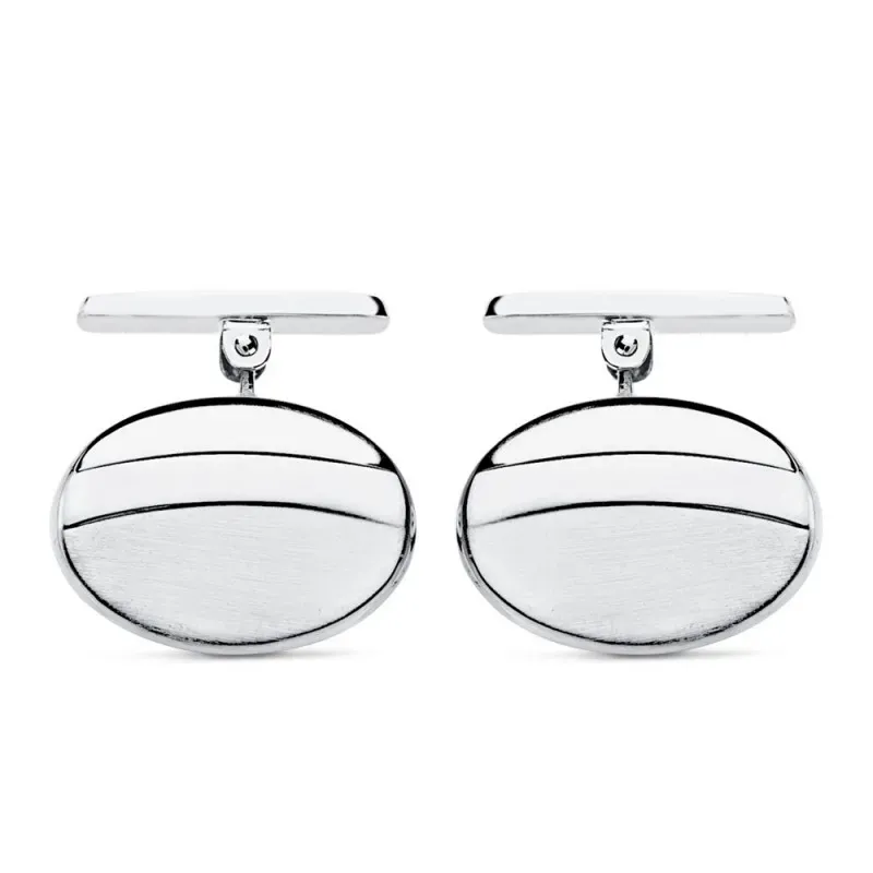 Gemelos oro blanco 18k ovales 18mm. brillo mate [AB8998]