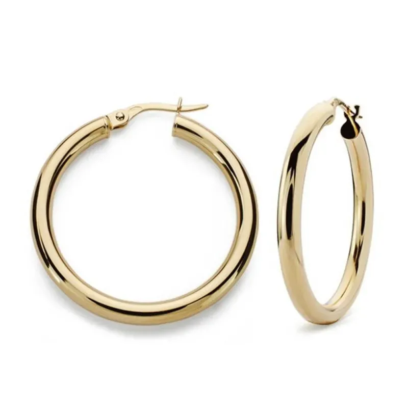 Pendientes oro 18k aros 30mm. huecos [AB9001]