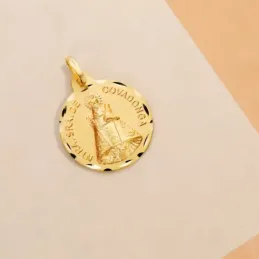 Medalla oro 9k Virgen de Covadonga 18mm. cerco tallado [AB9044]