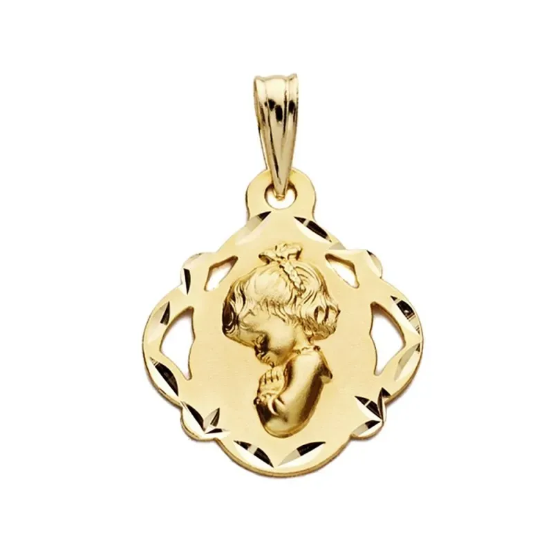 Medalla oro 18k escapulario Virgen Niña 19mm. [AB3819]