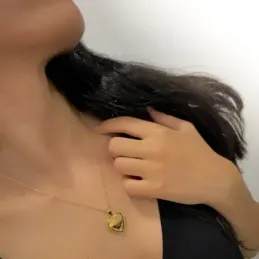 Colgante oro 18k portafotos corazón liso guardapelo [AB9369]