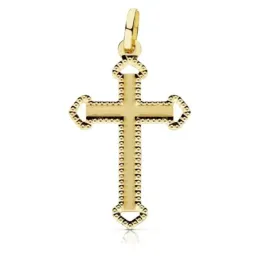 Colgante oro 18k cruz 28mm. tallada puntas caladas borde [AB9376]