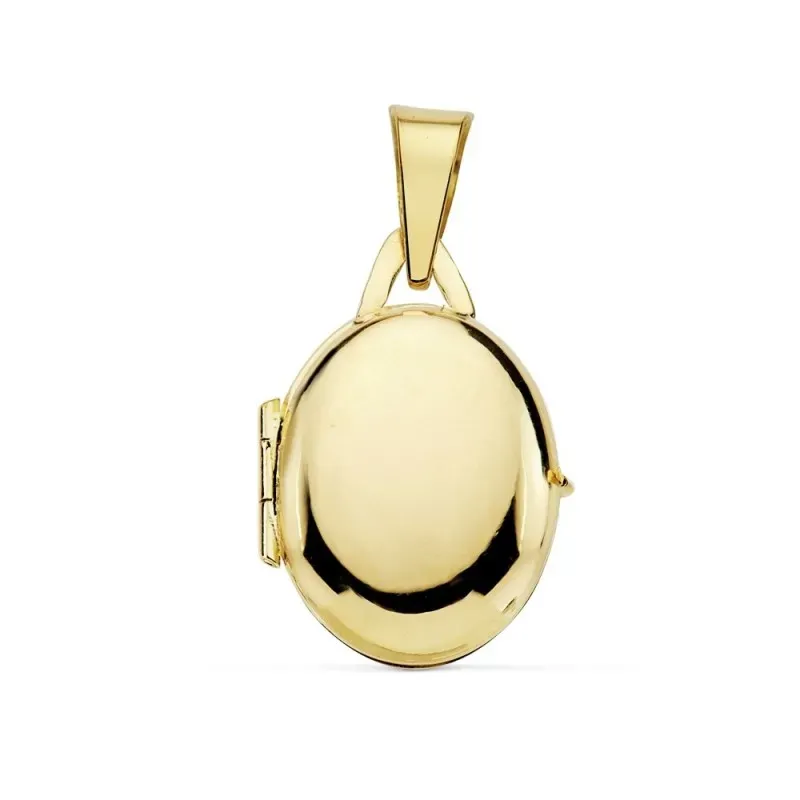 Colgante oro 18k portafotos 18mm. oval liso guardapelo [AB9379]
