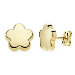 Pendientes oro 18k motivo flor 10mm. lisa presión [AB9384]