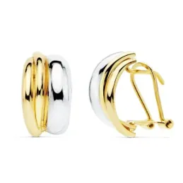 Pendientes oro 18k bicolor 14mm. bandas [AB9392]