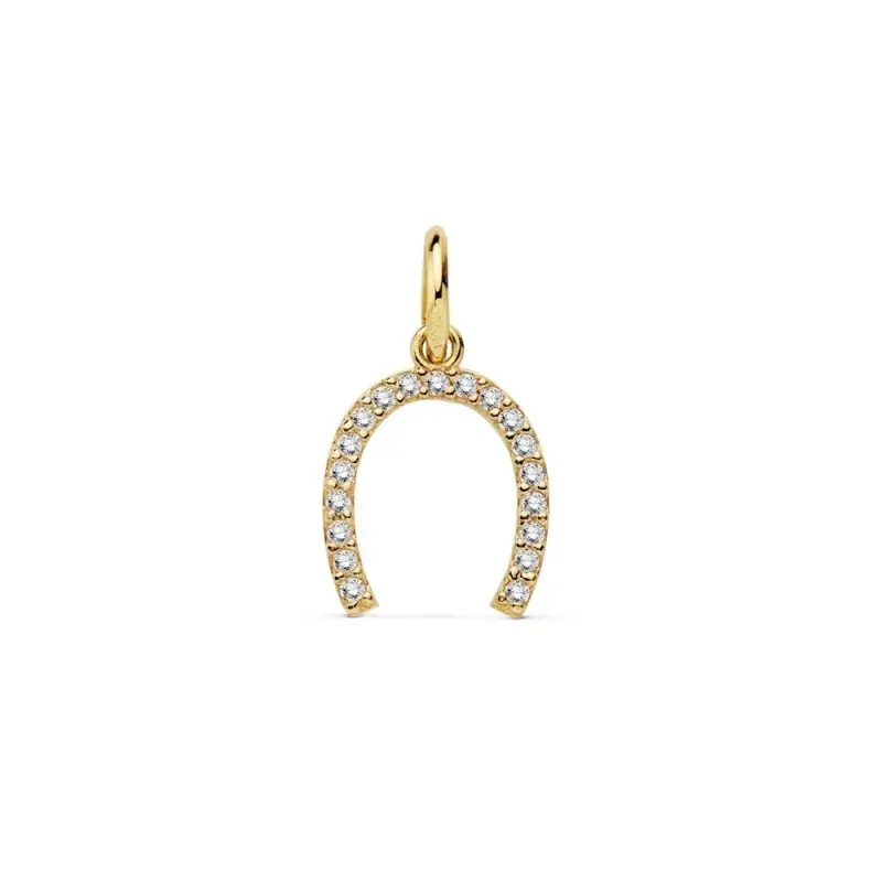 Colgante oro 18k motivo herradura 11mm. circonitas [AC0105]