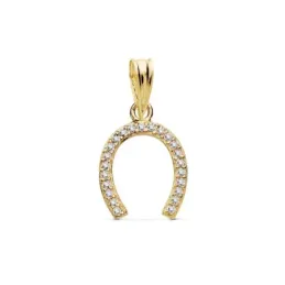 Colgante oro 18k motivo herradura 12mm. circonitas [AC0106]