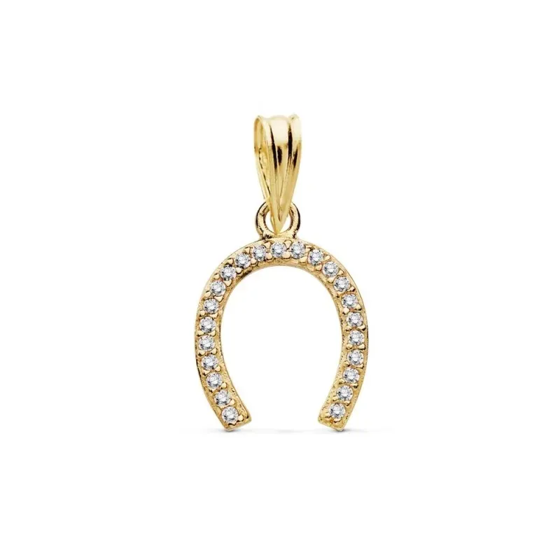 Colgante oro 18k motivo herradura 12mm. circonitas [AC0106]
