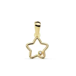 Colgante oro 18k motivo estrella 9mm. calado circonita [AC0143]
