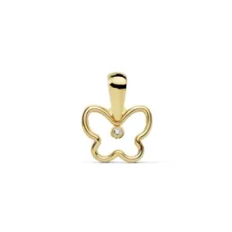 Colgante oro 18k motivo mariposa 9mm. calado circonita [AC0145]
