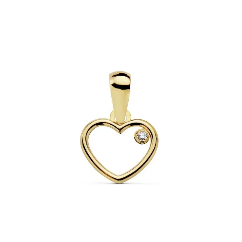 Colgante oro 18k motivo corazón 9mm. calado circonita [AC0147]