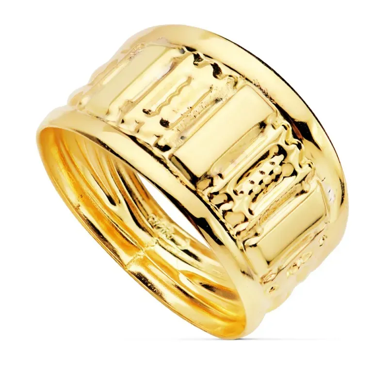 Sortija oro 18k tallada ancho máximo cabeza 10mm. [AC0165]