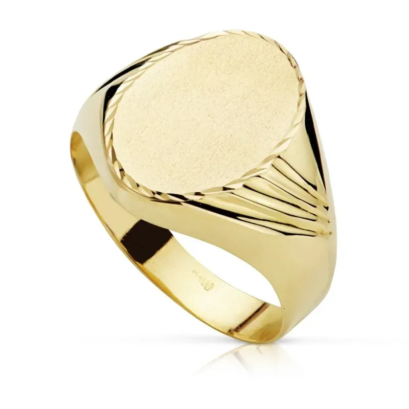 Sello oro 18k hombre centro oval 15x11mm. galloneado [AC0168]