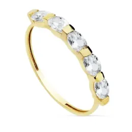 Sortija oro 18k motivo 5 piedras oval 4x3mm. [AC0178]