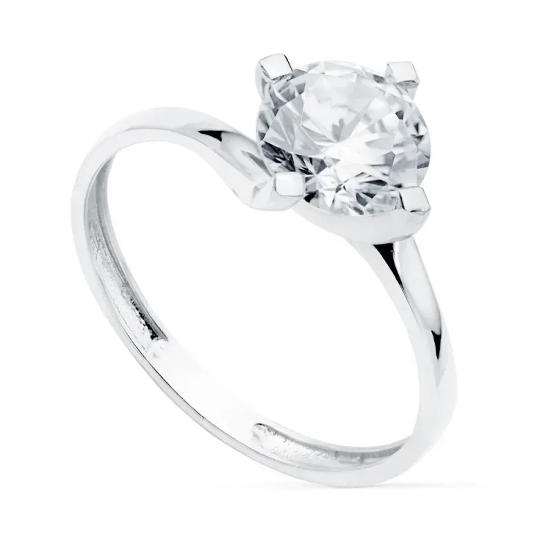 Solitario oro blanco 18k circonita 7mm. liso [AC0185]