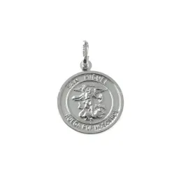 Colgante plata Ley 925m medalla 18mm. San Miguel cerco [AC0387]