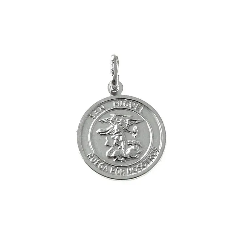 Colgante plata Ley 925m medalla 18mm. San Miguel cerco [AC0387]