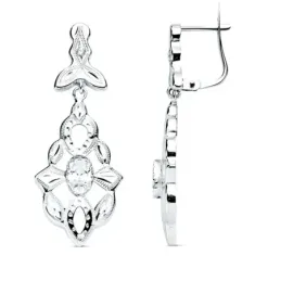 Pendientes oro blanco 18k largos 38mm. cubanas cierre catalán [AC0903]