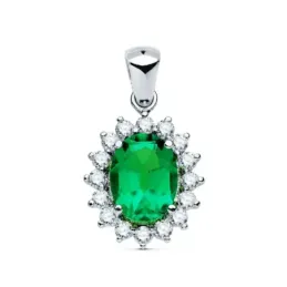 Colgante oro blanco 18k esmeralda 1.74ct. diamantes 0.42ct. [AC0916]
