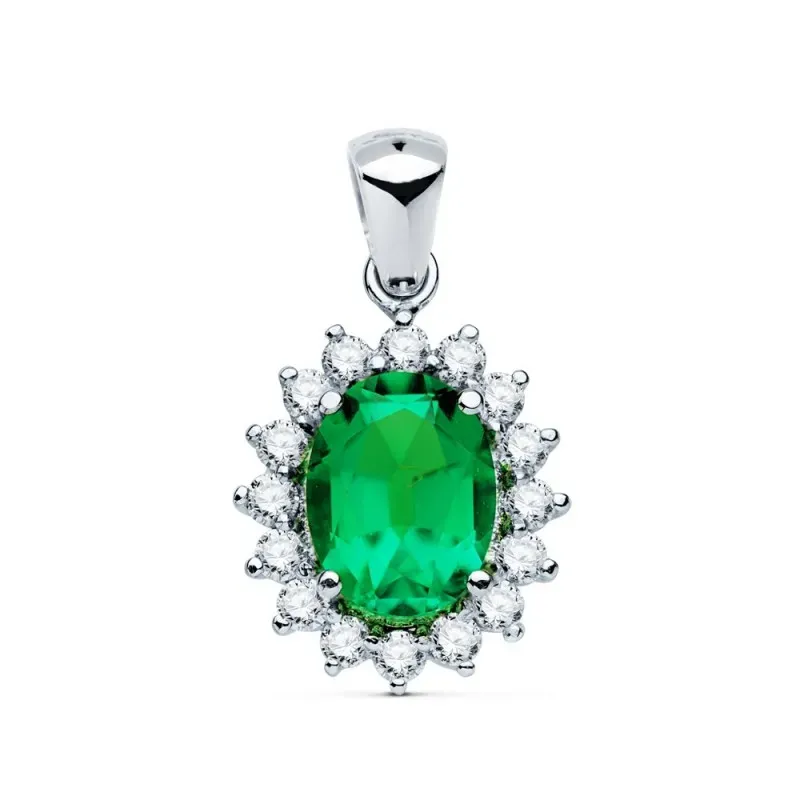 Colgante oro blanco 18k esmeralda 1.74ct. diamantes 0.42ct. [AC0916]