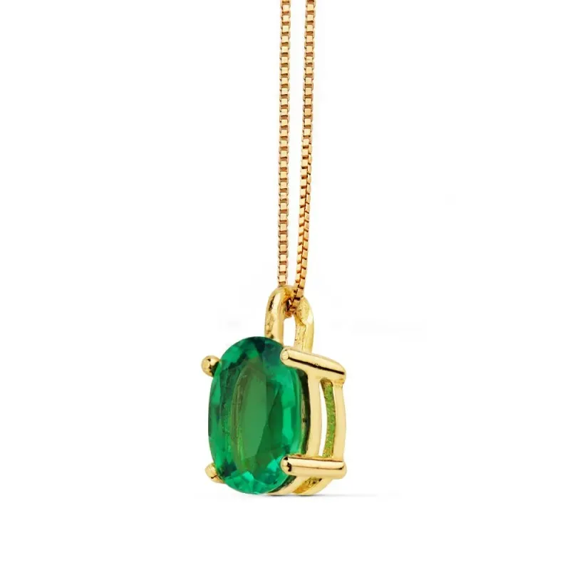 Gargantilla oro 18k cadena 42cm. esmeralda 0.79ct. [AC0920]