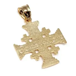 Colgante oro 18k Cruz de Jerusalen 27mm. liso [AC1000]