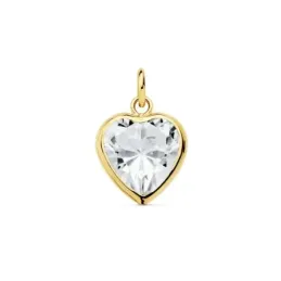 Colgante oro 18k motivo corazón 10mm. centro circonita [AC1002]