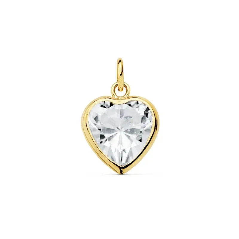 Colgante oro 18k motivo corazón 10mm. centro circonita [AC1002]