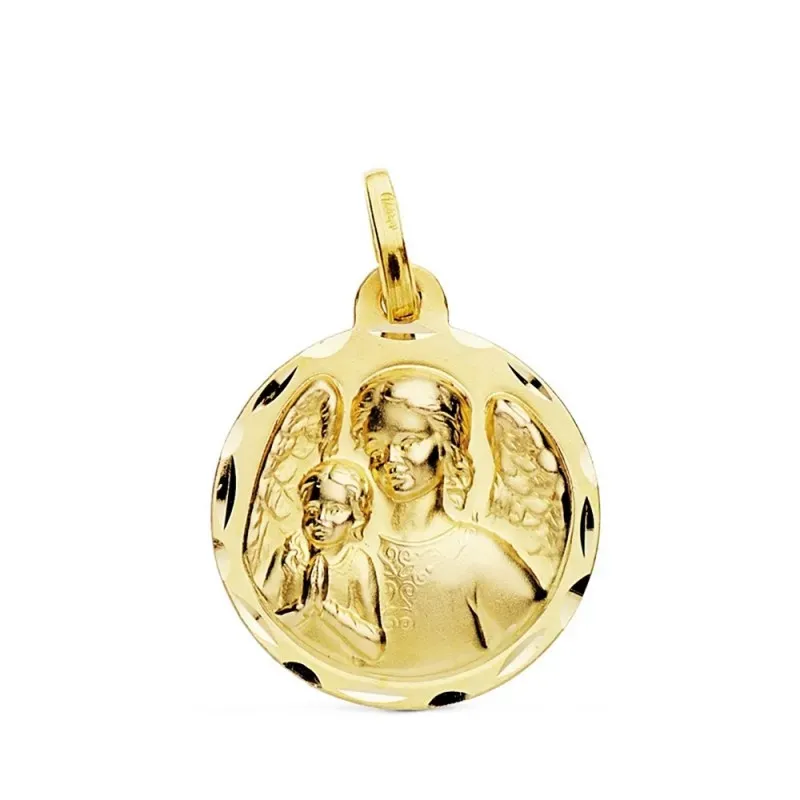 Medalla oro 18k escapulario Ángel de la Guarda 18mm. [AB3814]