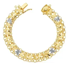 Pulsera oro bicolor 18k modelo princesa 20cm. mujer calada cierre lengüeta